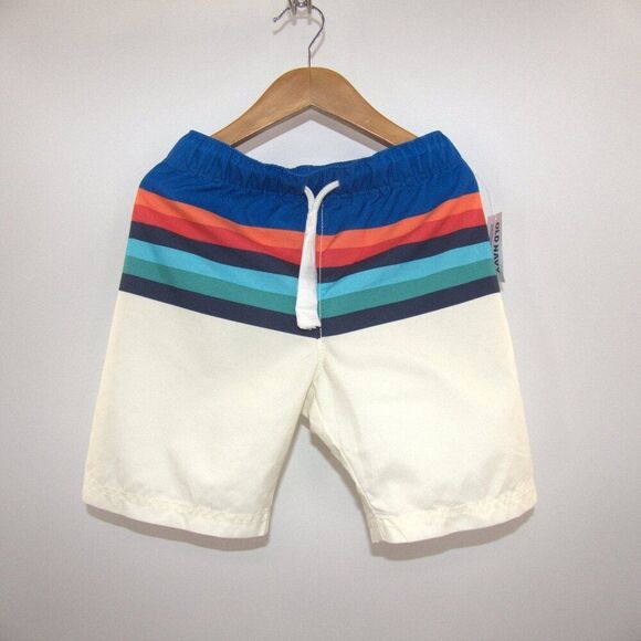 NWT Old Navy Kids Boys Blue Stripe Printed Lined Swim Trunks Size 5T - Picture 1 of 6